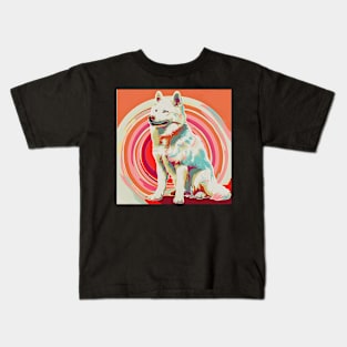 Retro Eskimo Dog: Pastel Pup Revival Kids T-Shirt